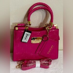 Bebe Dana Monogram Top Handle Crossbody - Hot Pink - NWT